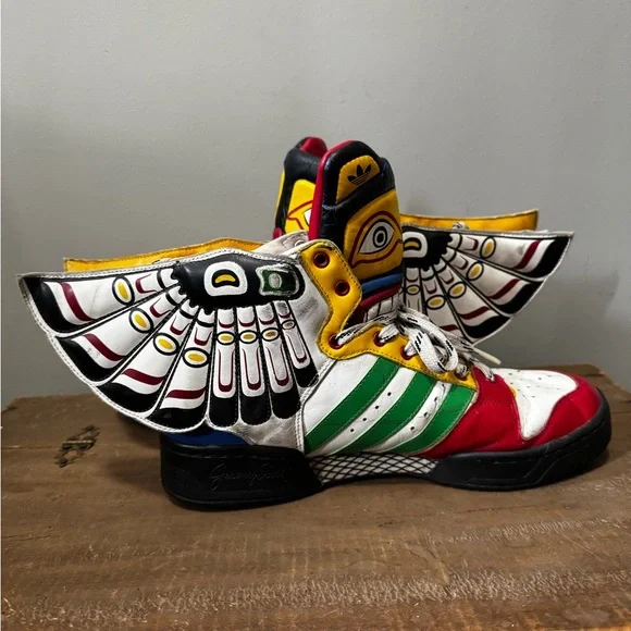 Adidas x Jeremy Scott Totem Pole Wings Sneakers Size 10 US Rare JS Tribal - Picture 8 of 13